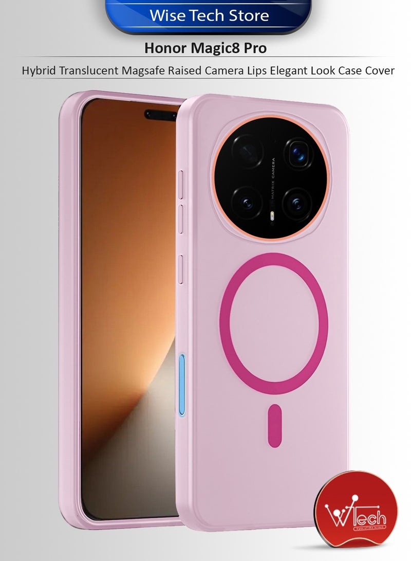 Wtech Honor Magic8 Pro 5G 2025 Hybrid Translucent Magsafe with Magnetic Charging Raised Camera Lips Elegant Look Case Cover (MCMPMN) - Baby Pink - Image 1