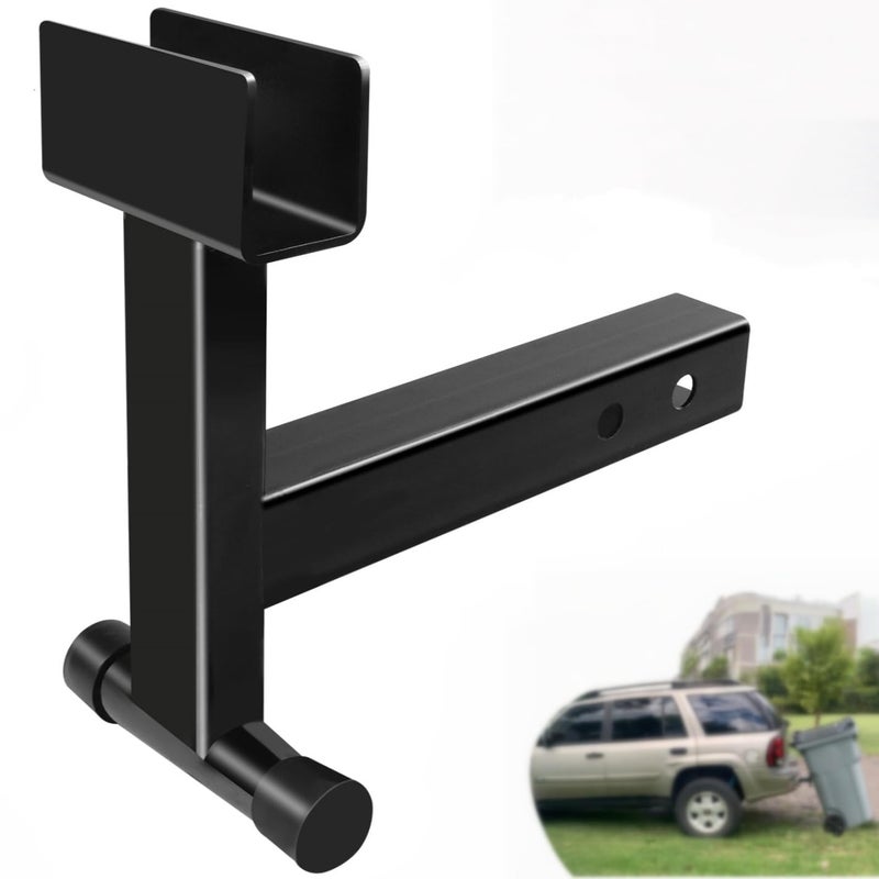 TNCZHYLX 2" Trash Can Hauler Hitch, Trash Can Hitch, Trash Can Hauler, Garbage Hauling Towing Hitch Attachment,Trash Tow Truck Grab Hook Receiver Fit for Lawn Mower Garden Tractors (Black) - Image 1