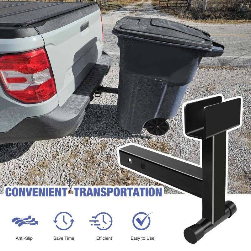 TNCZHYLX 2" Trash Can Hauler Hitch, Trash Can Hitch, Trash Can Hauler, Garbage Hauling Towing Hitch Attachment,Trash Tow Truck Grab Hook Receiver Fit for Lawn Mower Garden Tractors (Black) - Image 3