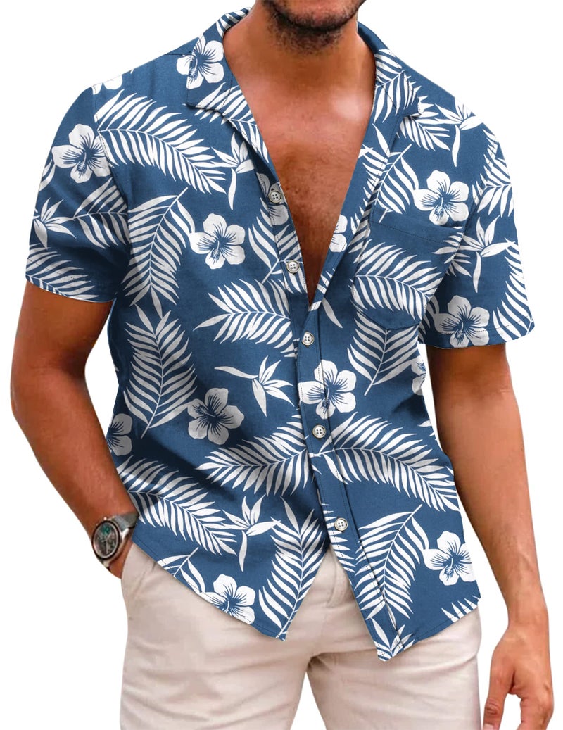 COOFANDY Mens Tropical Shirts Short Sleeve Hawaiian Print Shirts Vacation Beachwear - Image 2