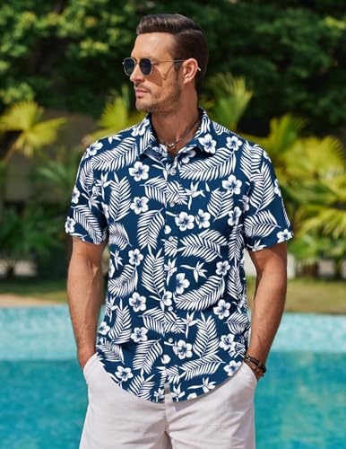 COOFANDY Mens Tropical Shirts Short Sleeve Hawaiian Print Shirts Vacation Beachwear - Image 3