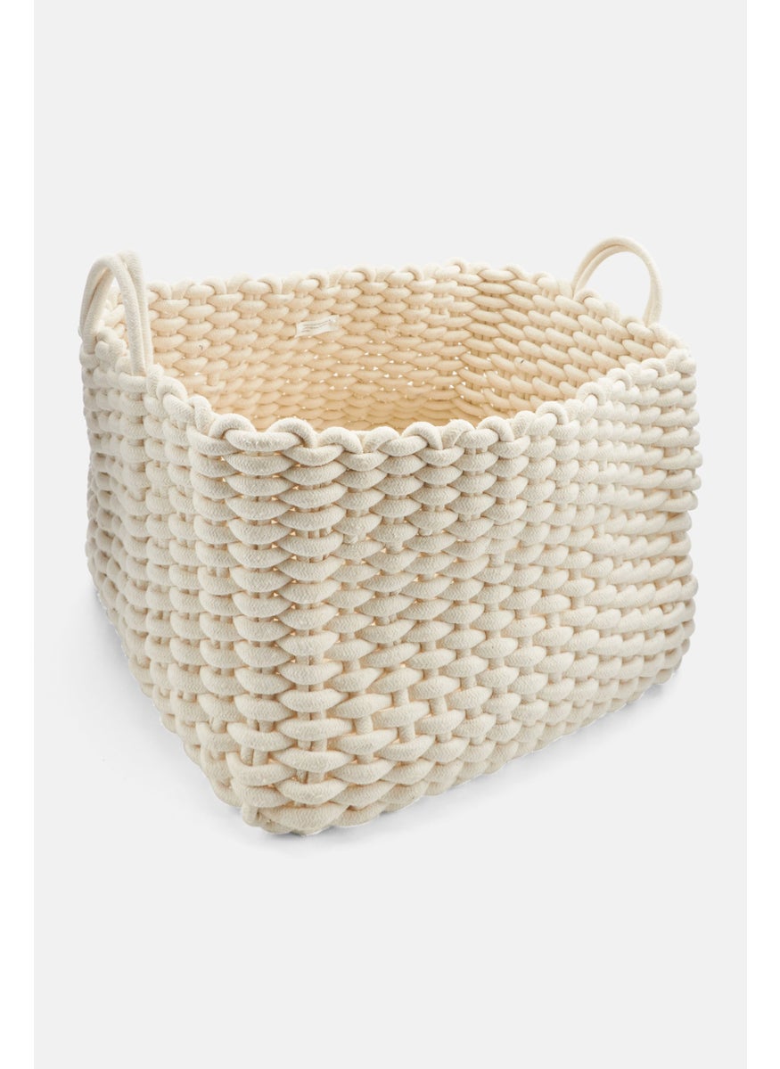 Tchibo Braided Basket With 2 Handles, Ivory  - Image 2