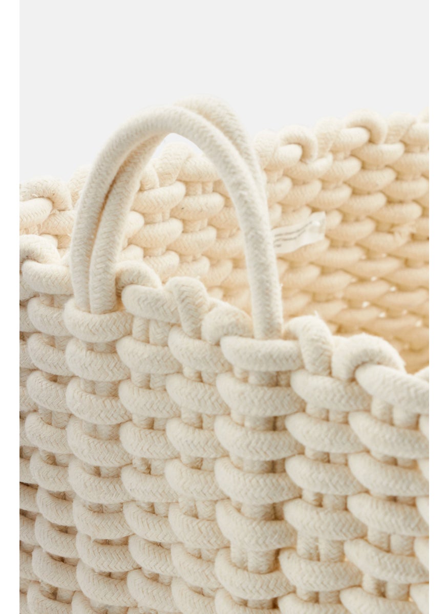 Tchibo Braided Basket With 2 Handles, Ivory  - Image 3
