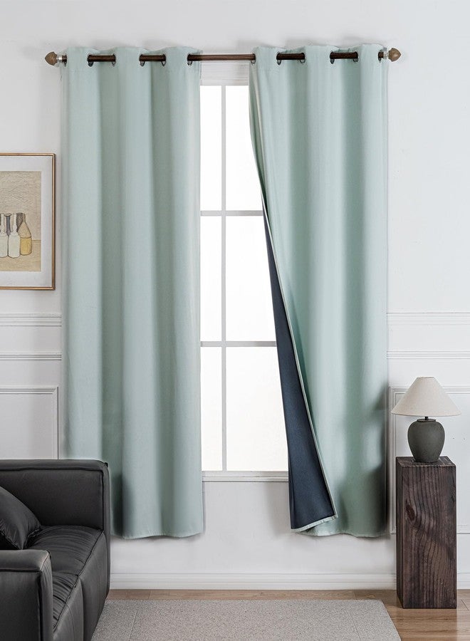 NANPIPER 100% Blackout Curtains for Bedroom 84 Inch Length 2 Panels Set, Solid Thermal Insulated Energy Saving Window Treatment Curtains Grommet Top Drapes, W42 x L84 Inches, Sprout Green - Image 1