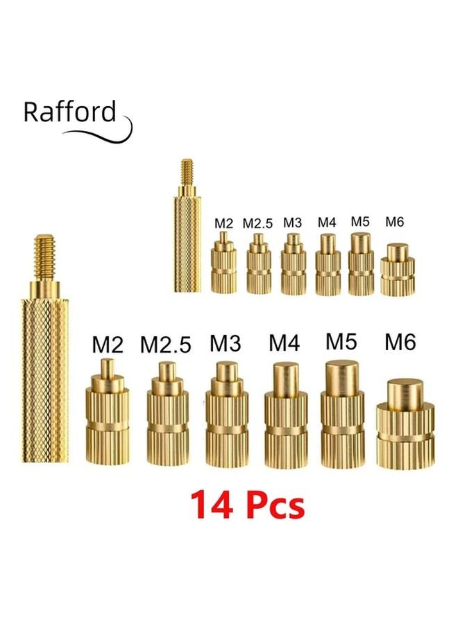 14 قطعة مجموعة رؤوس لحام لإدخال حراري M2 M3 M4 M5 M6 إدخالات براغية من النحاس - Image 1