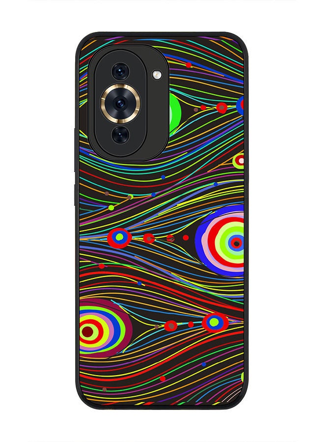 Stylizedd Rugged Black edge case for Huawei nova 10 4G Slim fit Soft Case Flexible Rubber Edges Anti Drop TPU Gel Thin Cover -  Peacock Eyes - Image 1