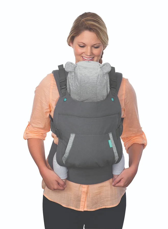إنفانتينو Cuddle Up Ergonomic Hoodie Baby Carrier One Size Carries Children From 5.4 - 18.1 kg - Black Grey