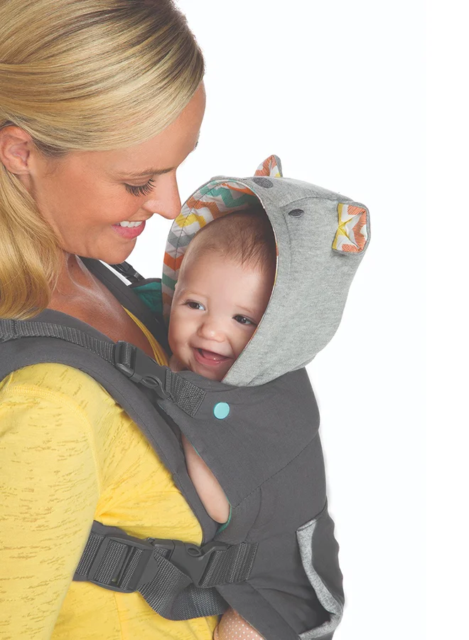 إنفانتينو Cuddle Up Ergonomic Hoodie Baby Carrier One Size Carries Children From 5.4 - 18.1 kg - Black Grey