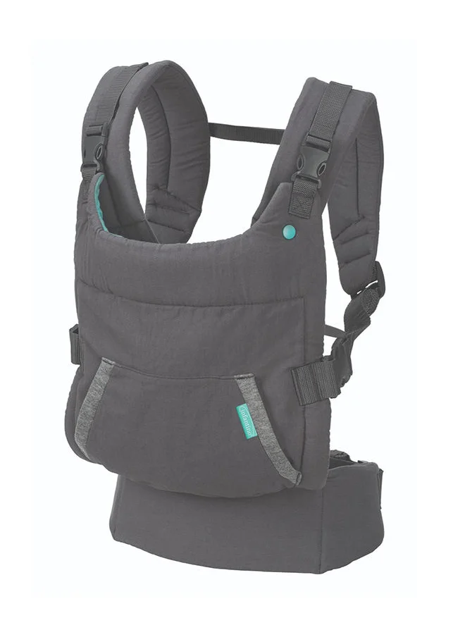 infantino Cuddle Up Ergonomic Hoodie Baby Carrier One Size Carries Children From 5.4 - 18.1 kg - Black Grey