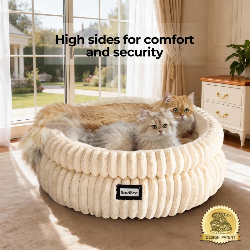 BALANCE Cat Bed Kitten Bed, Washable Round Cat Beds for Indoor Cats,Super Soft Plush Faux Fur Pet Bed for Puppy and Kitten with Anti-Slip Bottom - Image 2