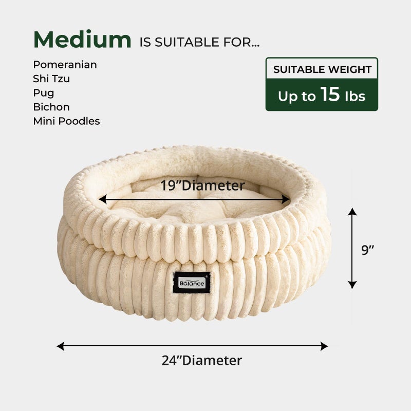 BALANCE Cat Bed Kitten Bed, Washable Round Cat Beds for Indoor Cats,Super Soft Plush Faux Fur Pet Bed for Puppy and Kitten with Anti-Slip Bottom - Image 5