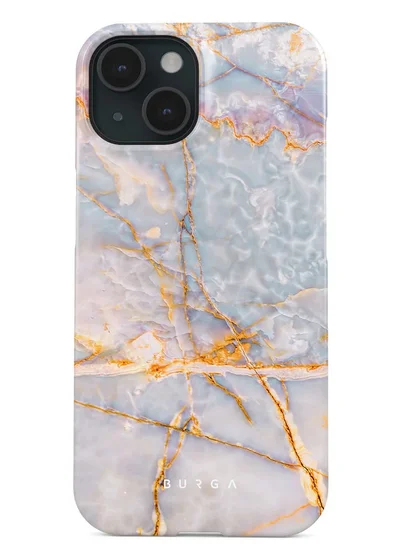 BURGA Luxury Gold Glitter Marble Phone Case Compatible with iPhone 15  Double Layer Silicone Protective Case Shallow Sea