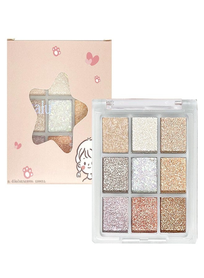 Okerker 9Colors All Glitter Eyeshadow Palette, Korean Sparkle Neutral Eye Shadow Palettes, Highly Pigmented Long Lasting Waterproof Blendable - Image 1