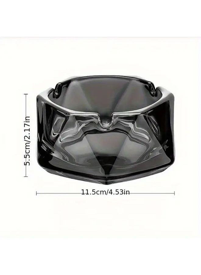 Large Amber Rectangular Crystal Glass Ashtray Geometric Smoke And Ash Tray Clear Amber Tinted Design Elegant Home Office Decor Living Room Durable Modern Cigarette Holder - Image 3