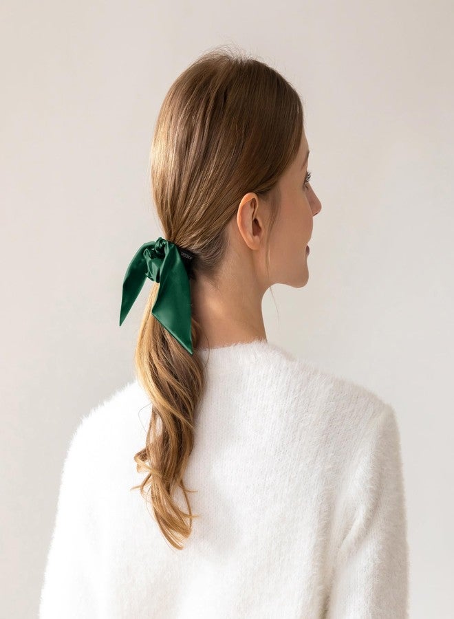 ثكس سيلك ربطة شعر حريرية من THXSILK مزينة بفيونكة للشعر الكثيف للنساء، 3.5 بوصة، لون أخضر زمردي، قطعة واحدة - Image 4