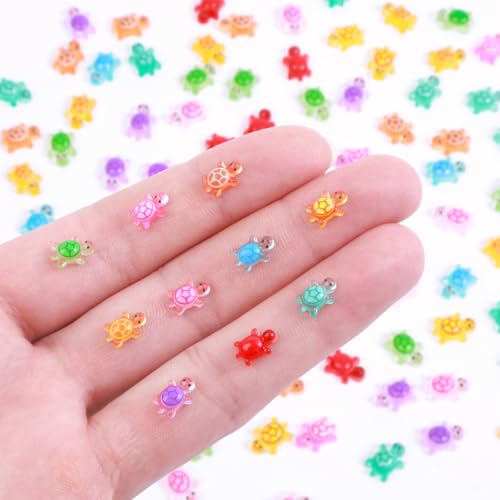 Yonseng 300pcs Mini Resin Turtles Luminous Tiny Turtle for Crafts Dollhouse Miniatures Mini Resin Things Animals for Fairy Garden Micro Landscaping Decoration Home Decor 10 Colors023 035inch - Image 1
