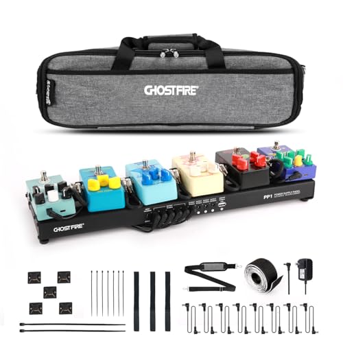 GHOSTFIRE Ghost Fire Small Guitar Pedal Board with Built-in Isolated Power Supply 19.3''x5.1'' Portable Aluminum Alloy Effect Pedalboard with Carry Bag,PP series (PP1) - Image 1
