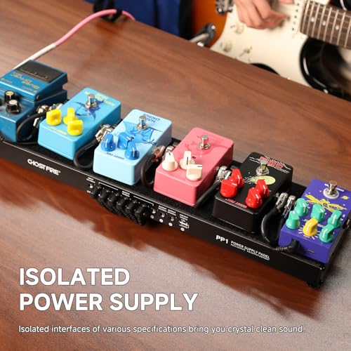 GHOSTFIRE Ghost Fire Small Guitar Pedal Board with Built-in Isolated Power Supply 19.3''x5.1'' Portable Aluminum Alloy Effect Pedalboard with Carry Bag,PP series (PP1) - Image 4