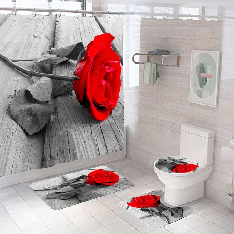 Y&D Chinese Manufacture Curtain for Bathroom Rug Set Printed Bath Curtain Shower Curtain Set - Image 2