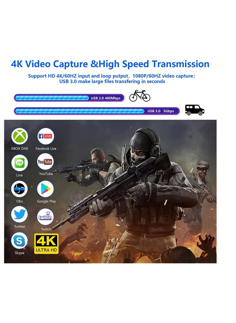 XICEN - Capture Card Nin tendo Switch, Video Capture Card, Game Capture Card 4K 1080P 60FPS, HDMI to USB 3.0 Capture Card for Streaming Work with PS 4/PC/OBS/Camera - Image 1