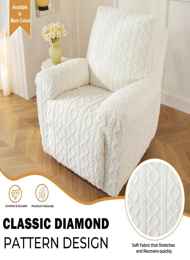 vctops 4 Pieces Geometric Jacquard Plush Recliner Slipcovers Soft Fuzzy Fluffy Sofa Couch Cover Anti-Slip Furniture Protector with Elastic Bottom for Kids Cats Dogs(Cream,1 Seat) - Image 4