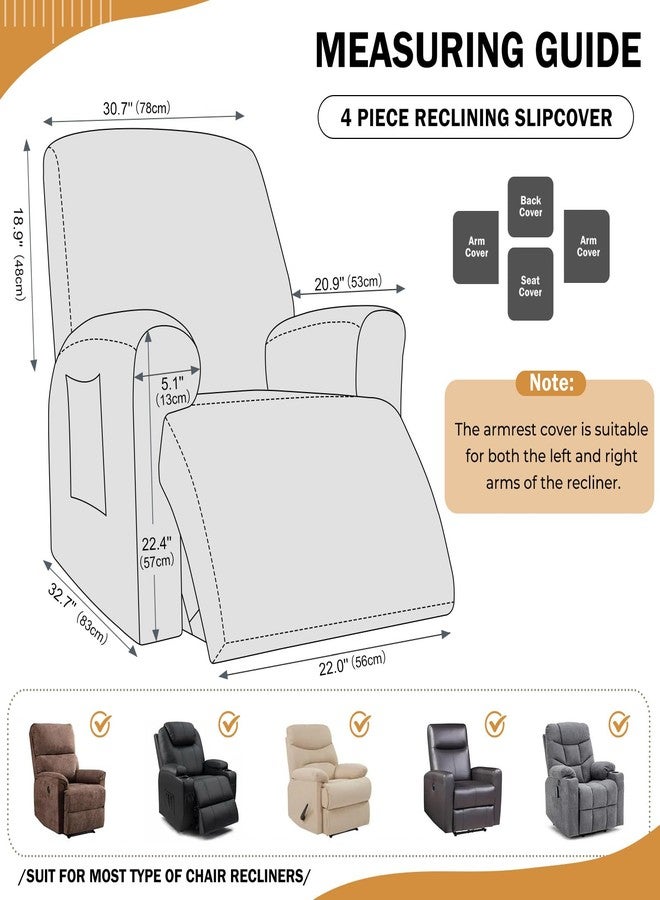 vctops 4 Pieces Geometric Jacquard Plush Recliner Slipcovers Soft Fuzzy Fluffy Sofa Couch Cover Anti-Slip Furniture Protector with Elastic Bottom for Kids Cats Dogs(Cream,1 Seat) - Image 2