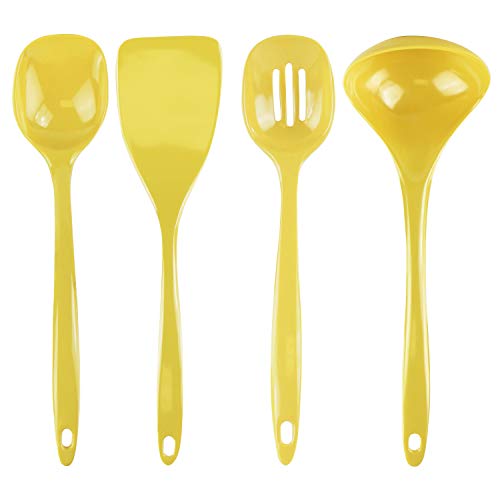 Reston Lloyd 100% Melamine Kitchen Utensil Set, Non Scratching Ladle, Spoon, Slotted Spoon & Spatula, Easy To Hold, Set of 4, Lemon - Image 1