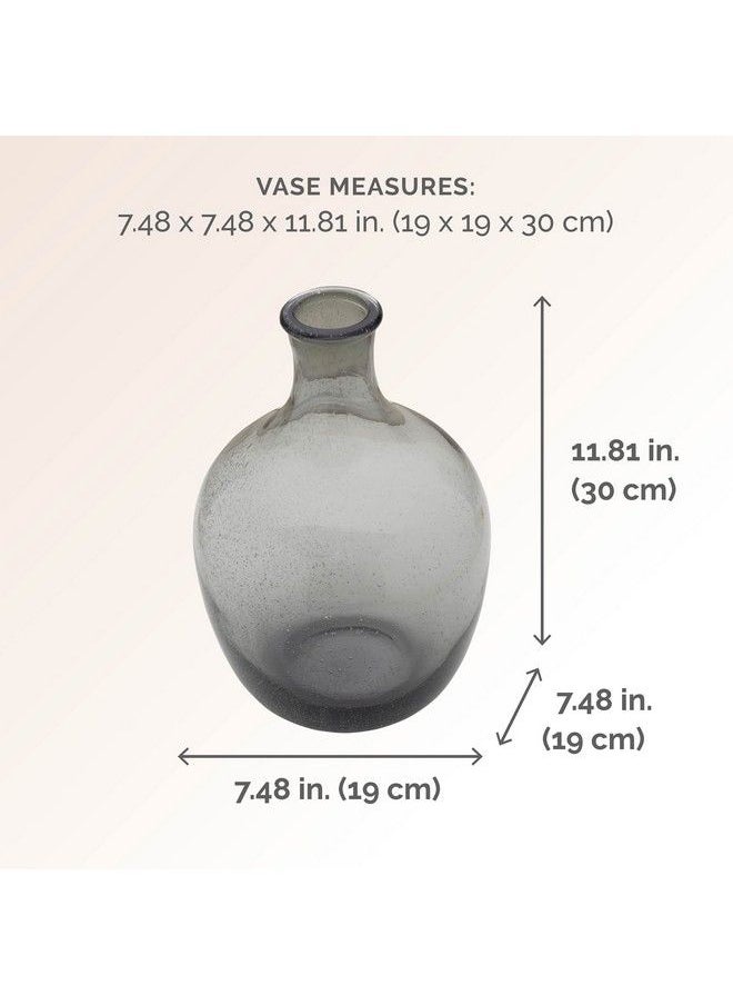 Elements Gray Bubble Glass Vase Use To Display Faux Or Dried Flowers 7.48X7.48X11.42 Inch  - Image 3