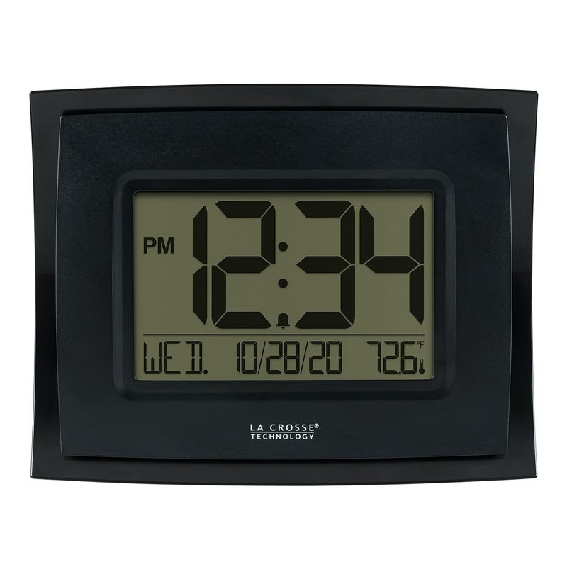La Crosse Technology La Crosse Technology WT8002UBINT Digital Black Clock with Indoor Temperature 