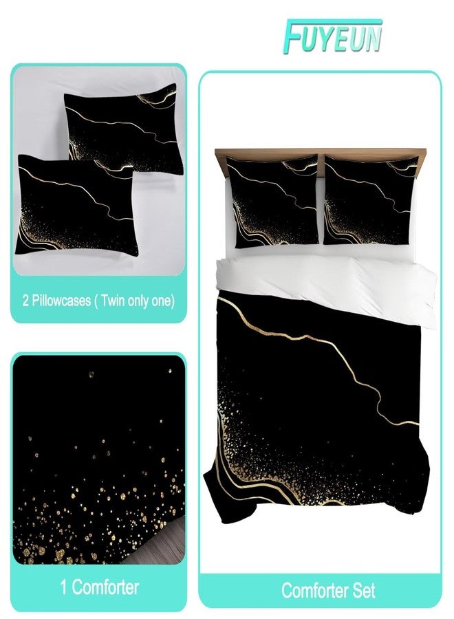 FUYEUN Marble Comforter Set Full/Queen Size Black and Gold Bedding for Girls Teen Women Men Bedroom Decor Texture Luxury Marbling Quilt Bed Sets, 1 Comforter 2 Pillowcases - Image 2