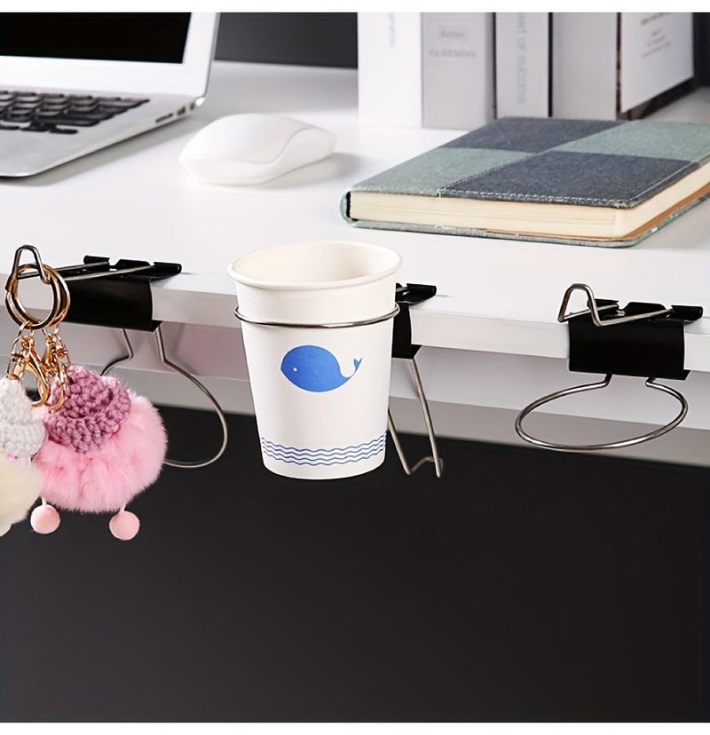 Black Multifunctional Cup Holder Pen Rack With Hooks For Office Desk - Image 4