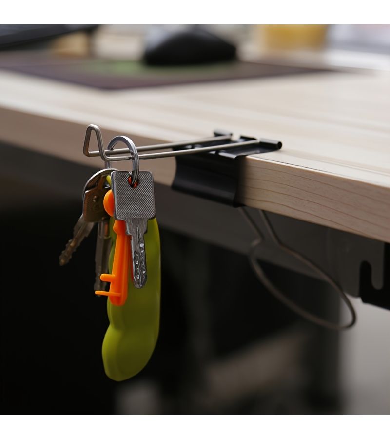 Black Multifunctional Cup Holder Pen Rack With Hooks For Office Desk - Image 5