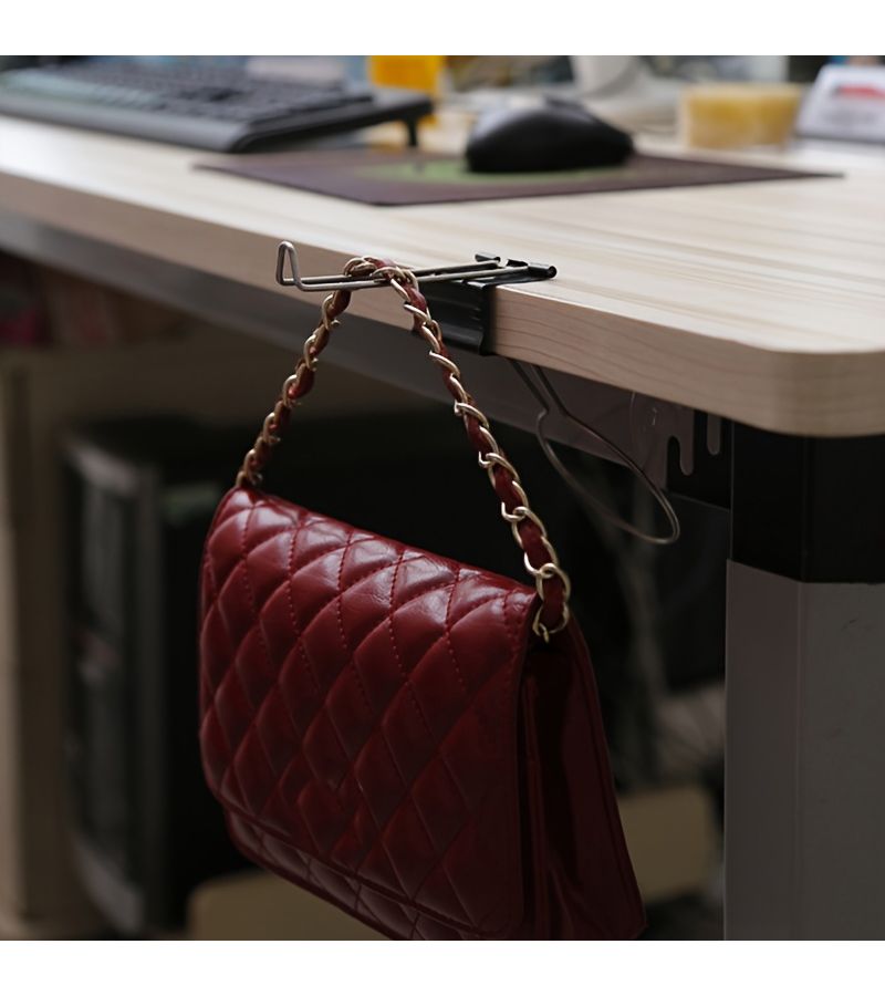 Black Multifunctional Cup Holder Pen Rack With Hooks For Office Desk - Image 1