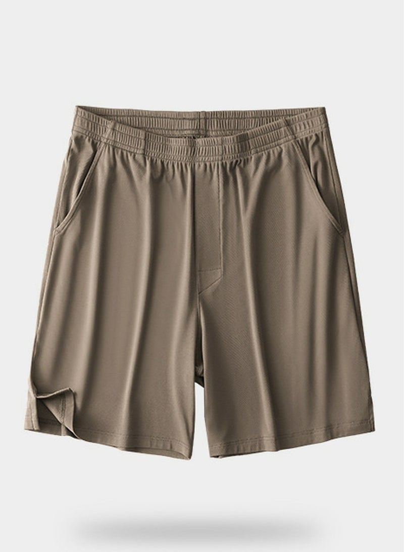 إسكدنيا Men's Solid Color Boxer Shorts Underwear For Men Classic Relaxed Fit Shorts Camel