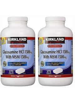 Glucosamine HCI (Pack of 2) Extra Strength with MSM,Tablet (375 Count X 2)
