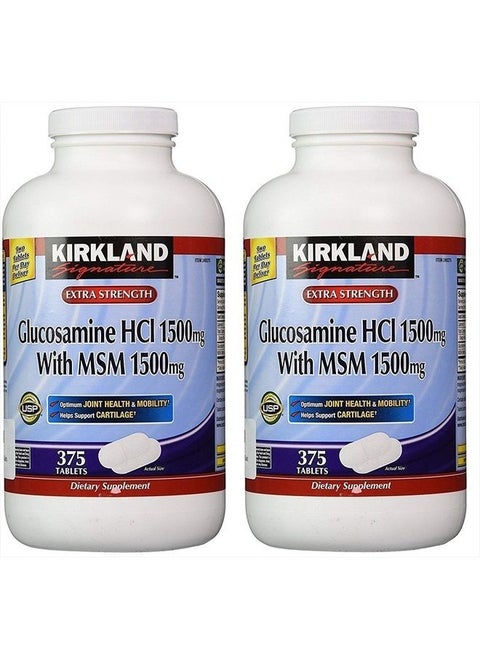 Glucosamine HCI (Pack of 2) Extra Strength with MSM,Tablet (375 Count X 2)