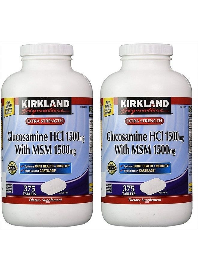 Kirkland Signature - Glucosamine HCI (Pack of 2) Extra Strength with MSM,Tablet (375 Count X 2) - Image 1