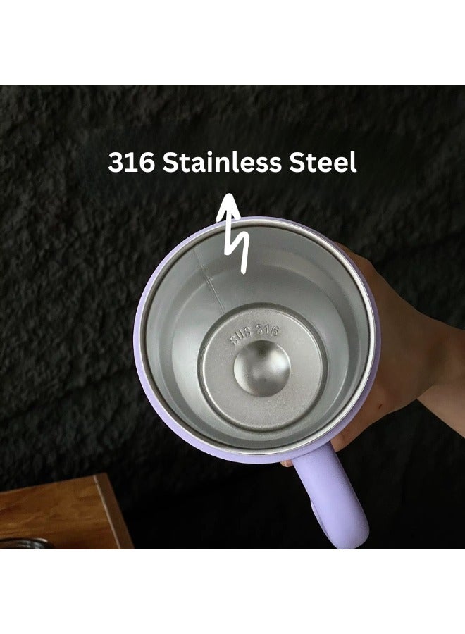 Twisoo Insulated Tumbler with Handle and Straw Lid, Stainless Steel Coffee Mug Portable Coffee Tumbler Leak-Proof Coffee Cup Travel Mug Hot and Cold BPA-Free Fit in Car Cup Holder 860ml (Purple) - Image 2