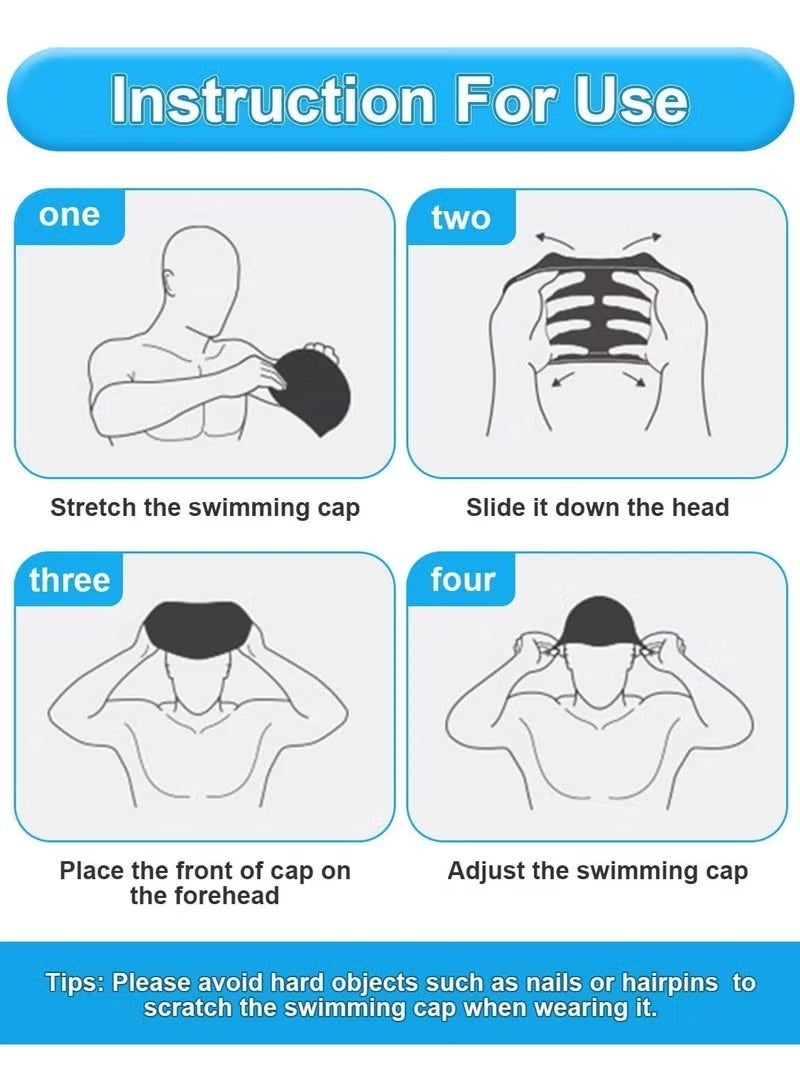 Adult Waterproof Silicone Bubble Swim Cap - Blue - Image 2