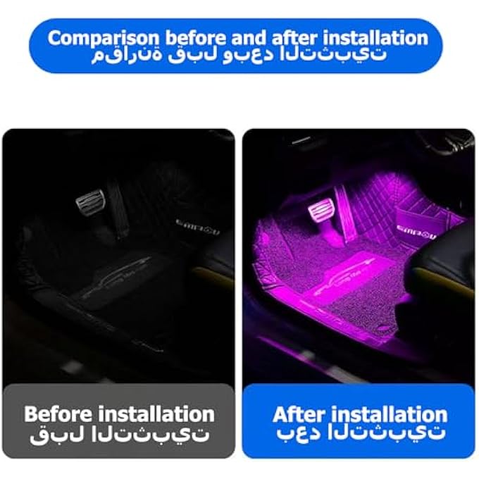 Gerui Car Interior Led8 ColorsSmart Interior Lights With App ControlUsb Powered Ambient Footwell LightsLed Lights For Automotive With DecorUniversal For Cars Atvs Rvs - Image 4