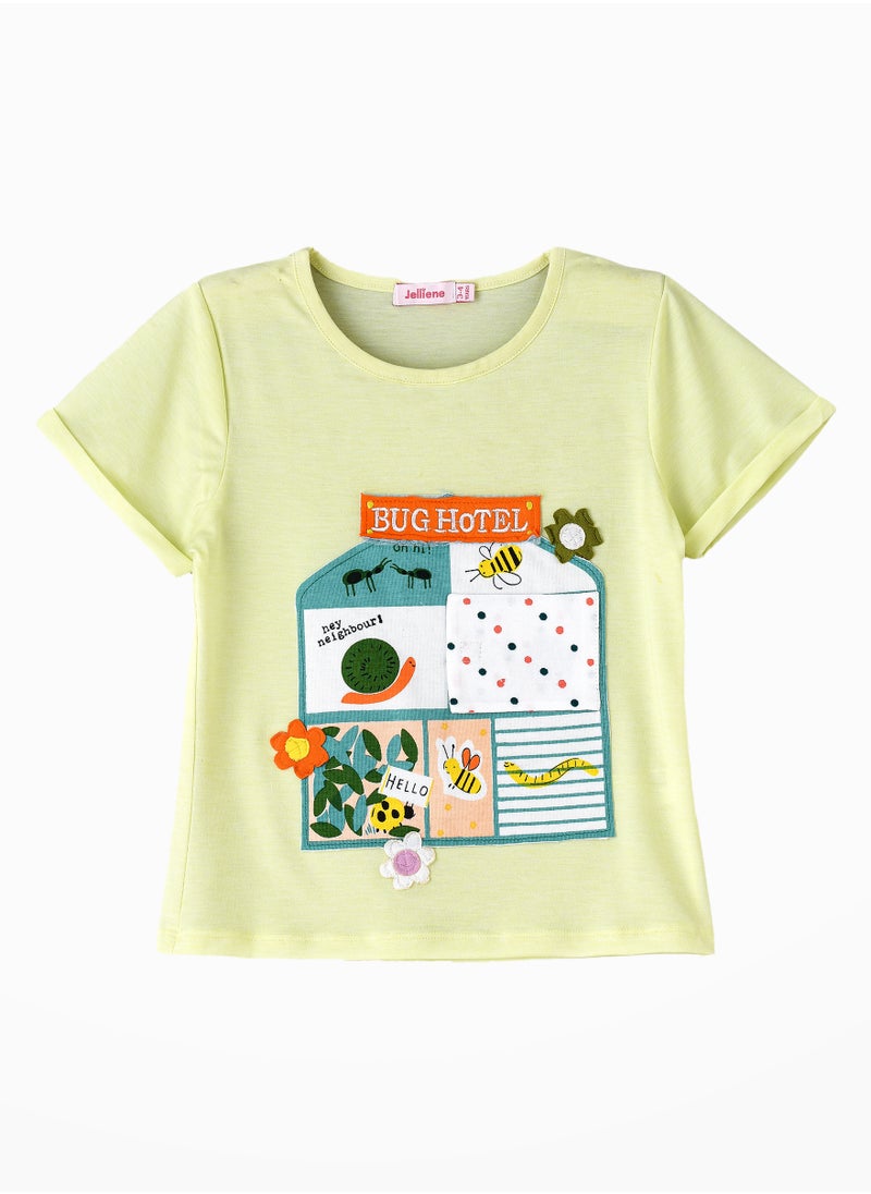 Jelliene Sunshine Squad: Girls' Breezy Cotton Tees Playful Prints & Summer Fun  - Image 1