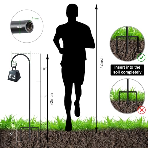 FEED GARDEN Adjustable 32 Inch Small Shepherd Hooks for Outdoor, Garden Hooks for Lanterns, Shepard Hooks for Hanging Plants, Bird Feeders, Solar Lights, Mason Jars, Weddings Decor,8 Pack - Image 2