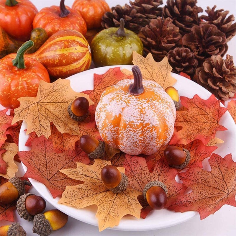ATORSE Fake Home Decor Gift Vegetables Artificial Pumpkin Maple Leaf Cone Lifelike - Image 2