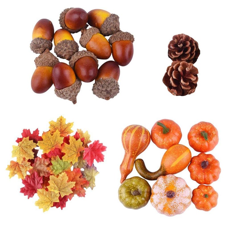 ATORSE Fake Home Decor Gift Vegetables Artificial Pumpkin Maple Leaf Cone Lifelike - Image 5