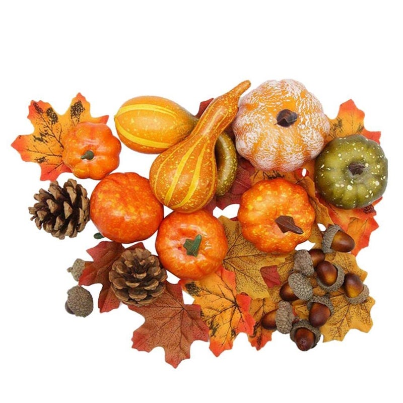 ATORSE Fake Home Decor Gift Vegetables Artificial Pumpkin Maple Leaf Cone Lifelike - Image 1