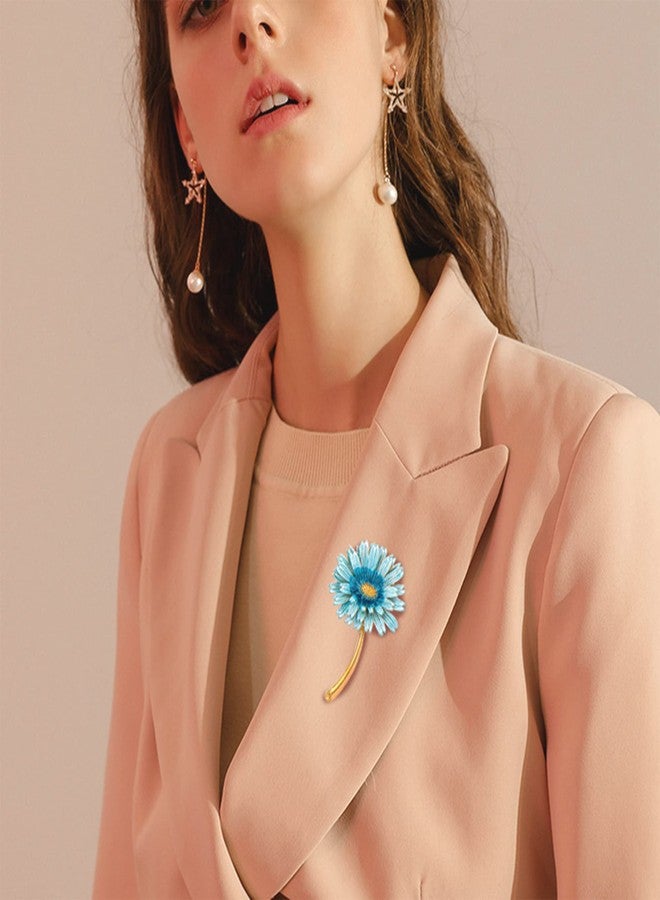 Anmpab Enamel Brooches for Women with Stamen Floral Brooch Pins for Crafts Brooch Bouquets for Wedding Jewelry Gifts for Woman Nurse and Graduate Students (Blue) - Image 2