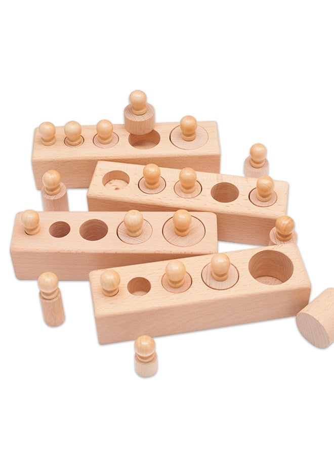 Montessori Wooden Cylinder Socket Family Pack Set for Hand-Eye Coordination  Sensory Learning - Certified Montessori Material, Child-Safe Edges  Storage Box - Perfect for 2-5 Year Olds, Preschool  H - Image 1