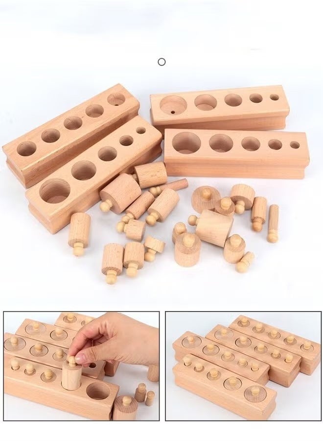 Montessori Wooden Cylinder Socket Family Pack Set for Hand-Eye Coordination  Sensory Learning - Certified Montessori Material, Child-Safe Edges  Storage Box - Perfect for 2-5 Year Olds, Preschool  H - Image 3