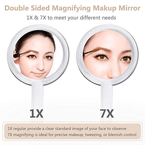 gotofine Double Sided 1x - 7X Magnification Hand Held Makeup Mirror with Adjustable Stand clear (7X) - Image 3