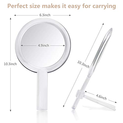gotofine Double Sided 1x - 7X Magnification Hand Held Makeup Mirror with Adjustable Stand clear (7X) - Image 2